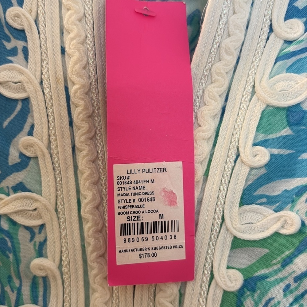Lilly Pulitzer | NWT Whisper Blue Madia Boom Croc A Locca Tunic Dress M - Picture 3 of 8